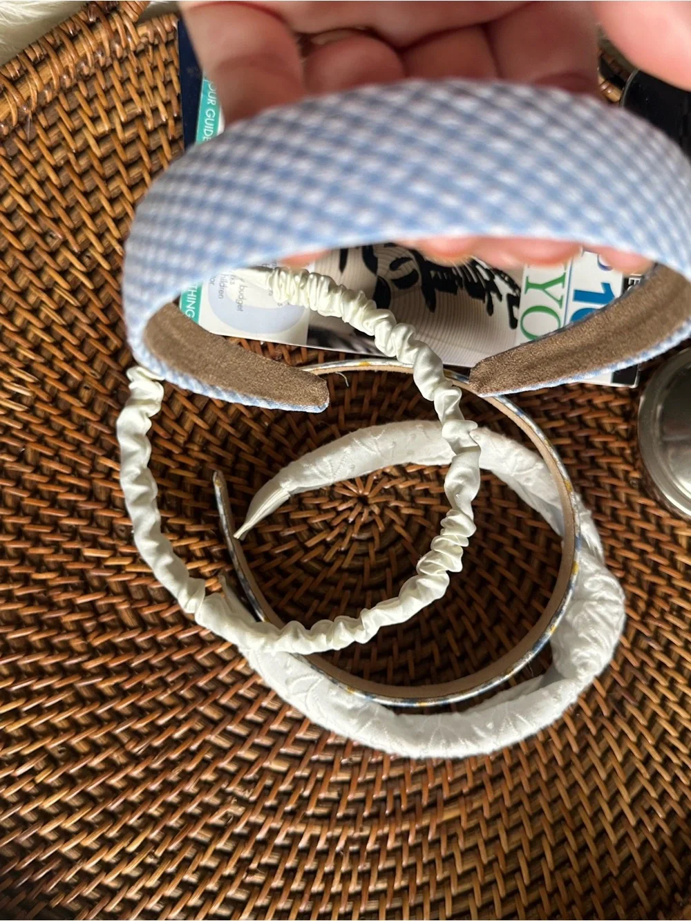 Blue White Yellow Fabric Headband 4 Lot Set